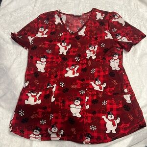 Frosty the snowman scrub top